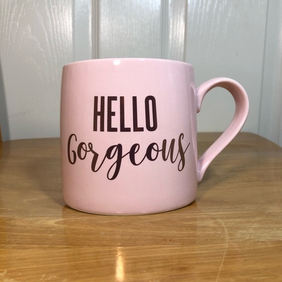 Slant Collections Ceramic Light Pink / Gold HELLO Gorgeous Coffee Mug 20oz - Picture 2 of 10